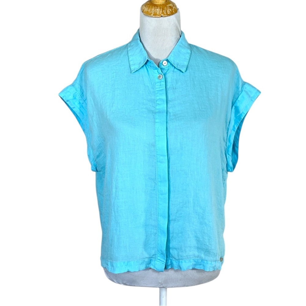 MAT DE MISAINE 100% Linen Short Sleeve Button Down Boxy Fit Top Size 40 US 8